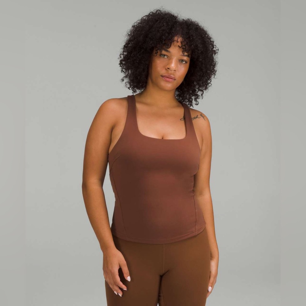 NWOT LULULEMON instill tank top, roasted brown, size 8, built-in bra